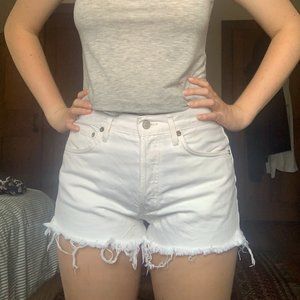 Agolde White Denim Shorts